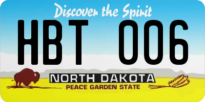 ND license plate HBT006