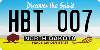 ND license plate HBT007