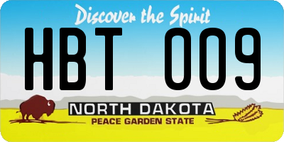 ND license plate HBT009