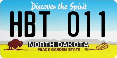 ND license plate HBT011