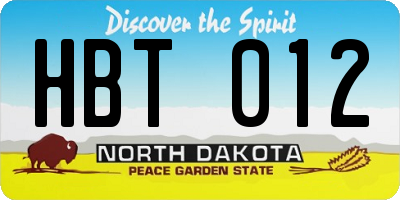 ND license plate HBT012