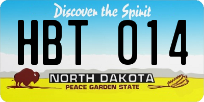 ND license plate HBT014