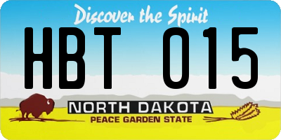 ND license plate HBT015