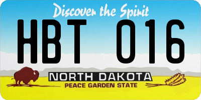 ND license plate HBT016