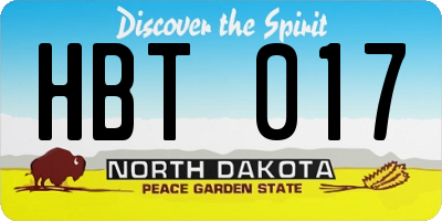 ND license plate HBT017
