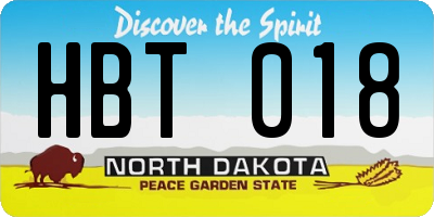 ND license plate HBT018