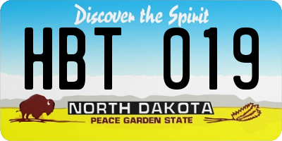 ND license plate HBT019