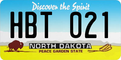 ND license plate HBT021
