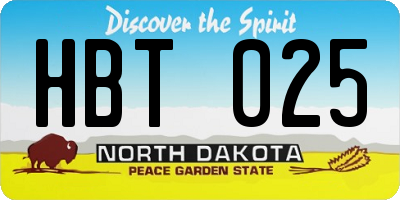 ND license plate HBT025