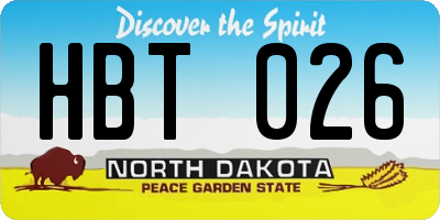 ND license plate HBT026