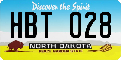 ND license plate HBT028
