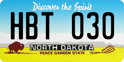 ND license plate HBT030