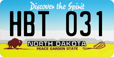 ND license plate HBT031