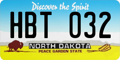 ND license plate HBT032