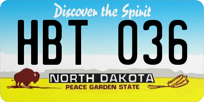 ND license plate HBT036