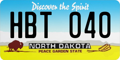 ND license plate HBT040