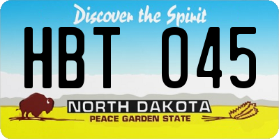 ND license plate HBT045