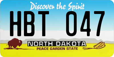 ND license plate HBT047