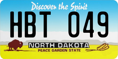 ND license plate HBT049