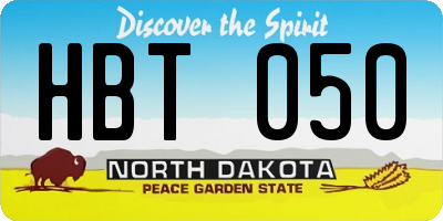ND license plate HBT050