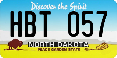 ND license plate HBT057