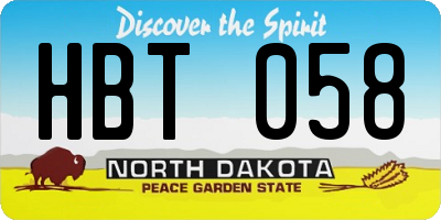 ND license plate HBT058