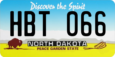 ND license plate HBT066