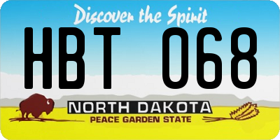 ND license plate HBT068