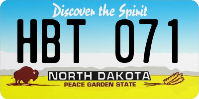 ND license plate HBT071