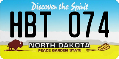 ND license plate HBT074