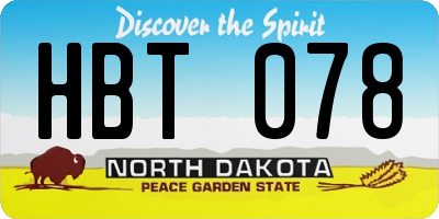 ND license plate HBT078