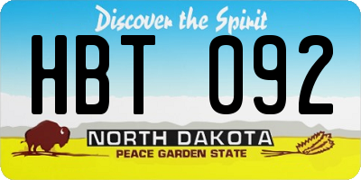 ND license plate HBT092