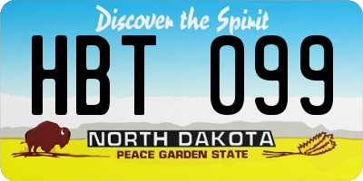 ND license plate HBT099