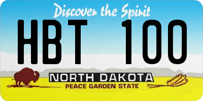 ND license plate HBT100