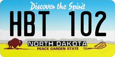 ND license plate HBT102