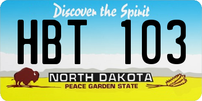 ND license plate HBT103