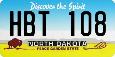 ND license plate HBT108