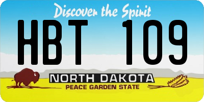 ND license plate HBT109