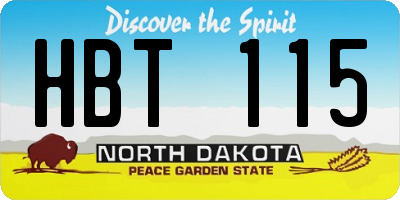 ND license plate HBT115