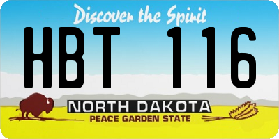 ND license plate HBT116