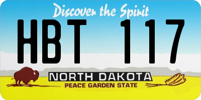 ND license plate HBT117