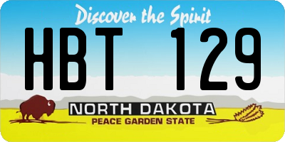 ND license plate HBT129