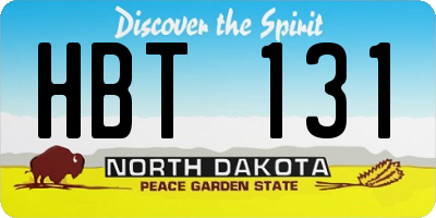 ND license plate HBT131