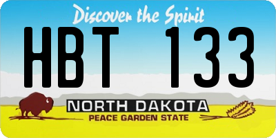ND license plate HBT133