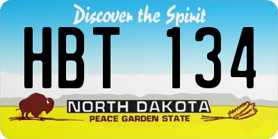 ND license plate HBT134