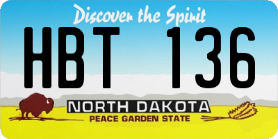 ND license plate HBT136