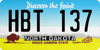 ND license plate HBT137