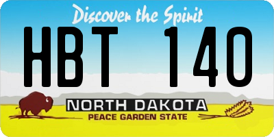 ND license plate HBT140