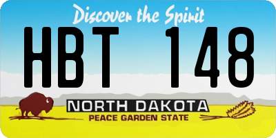 ND license plate HBT148