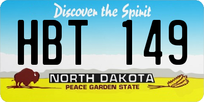 ND license plate HBT149